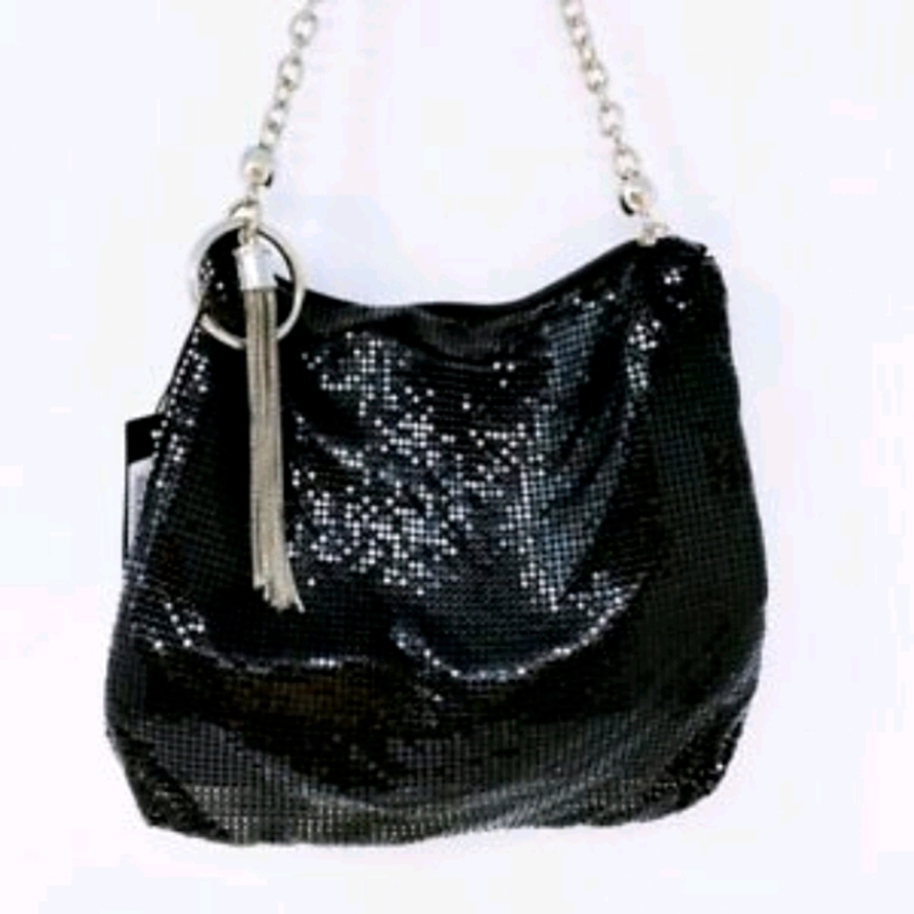 Black Sequin Chain Purse Strap Handbag